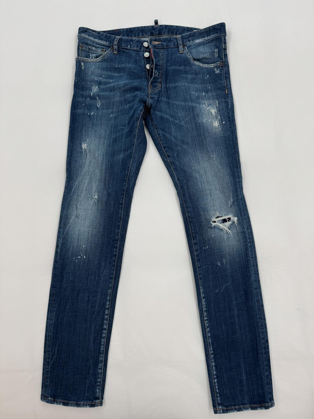 Dsquared2 Jeans Mens 52 Blue Distressed Made In Italy Slim Fit Denim Designer